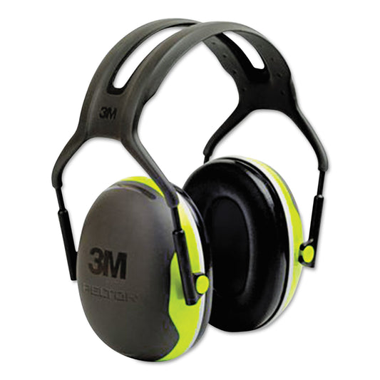 PELTOR X4A Over the Head Earmuffs, Dielectric, 27 dB NRR, Black/Chartreuse