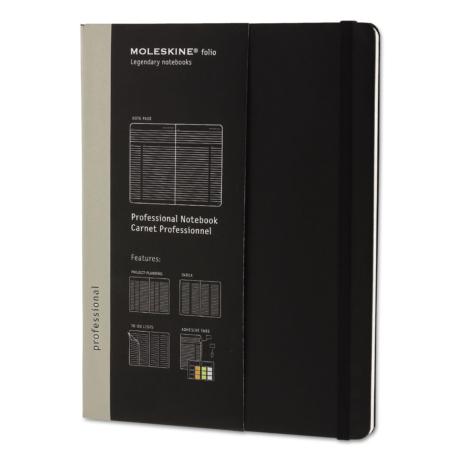 Professional Notebook, 1-Subject, Narrow Rule, Black Hardcover, (192) 9.75 x 7.5 Sheets