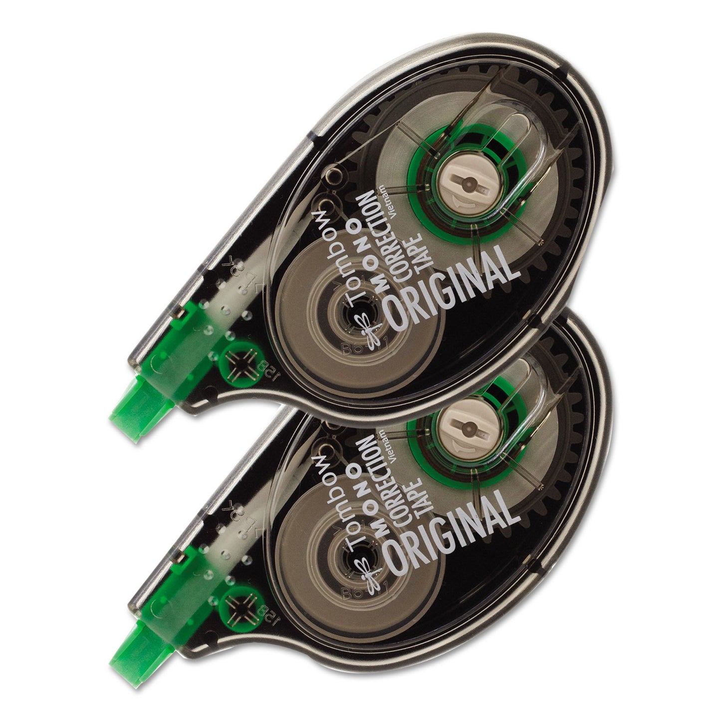 MONO Original Correction Tape Value Pack, Non-Refillable, 0.17" x 32.83 ft, Translucent Smoke/Green Dispenser, 2/Pack