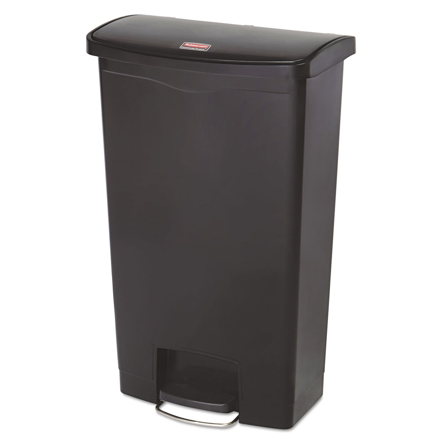 Slim Jim Streamline Resin Step-On Container, Front Step Style, 18 gal, Polyethylene, Black