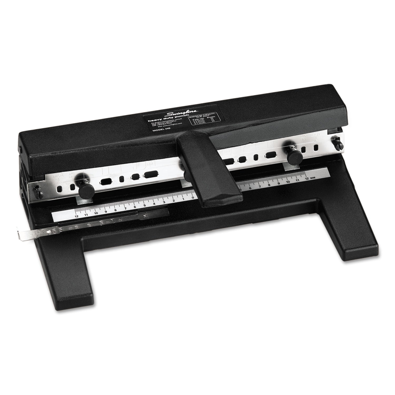 40-Sheet Heavy-Duty Two- To Seven-Hole Adjustable Heavy-Duty Paper Punch, 9/32" Holes, Black