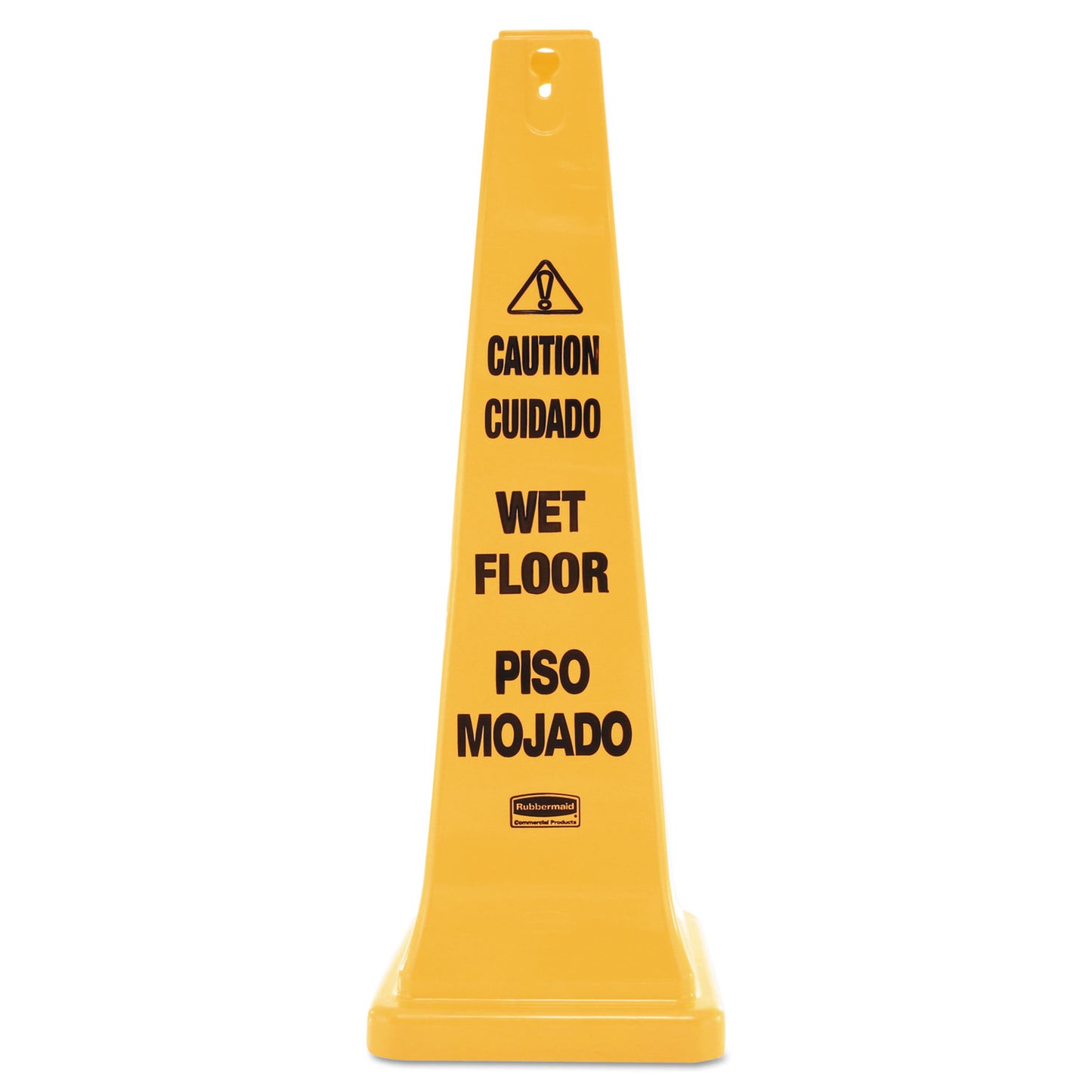 Multilingual Wet Floor Safety Cone, 12.25 x 12.25 x 36, Yellow