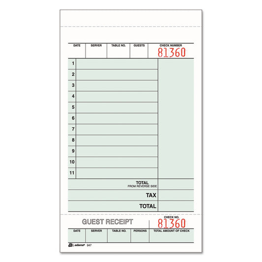 Multi-Part Guest Check Unit Sets, Two-Part Carbonless, 4.25 x 6.75, 250 Forms Total