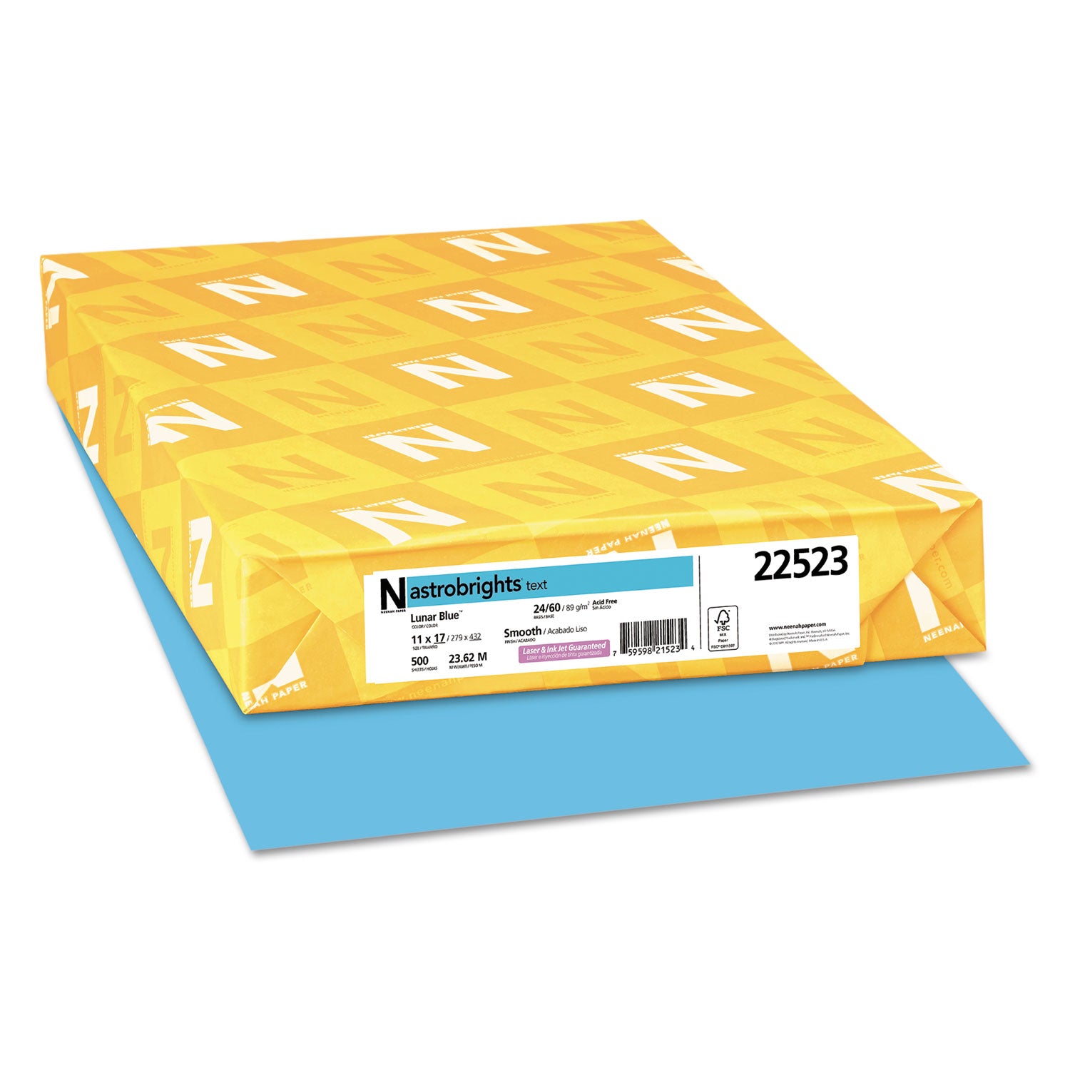 Color Paper, 24 lb Bond Weight, 11 x 17, Lunar Blue, 500/Ream