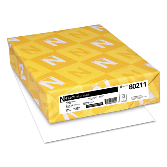 Exact Vellum Bristol Cover Stock, 94 Bright, 67-lb Bristol Weight, 8.5 x 11, White, 250/Pack