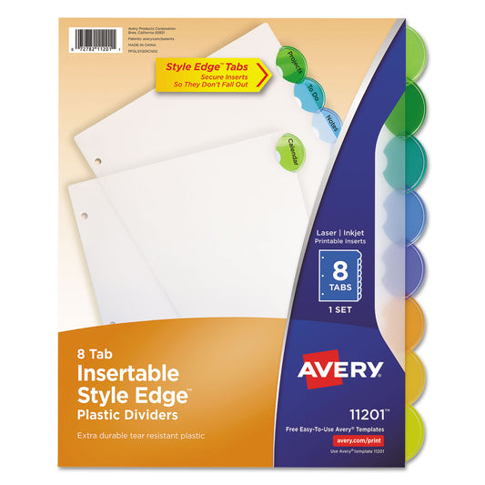 Insertable Style Edge Tab Plastic Dividers, 8-Tab, 11 X 8.5, Translucent, 1 Set