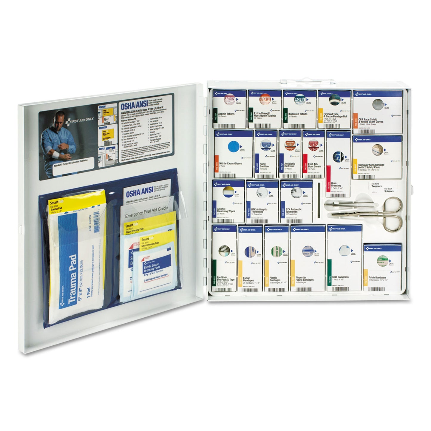 ANSI 2021 SmartCompliance General Business First Aid Station for 50 People, with Medication, 241 Pieces, Metal Case