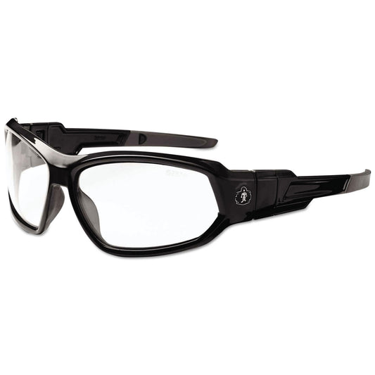 Skullerz Loki Safety Glasses/Goggles, Fog-Off Technology, Black Full Frame, Clear Dual Lens