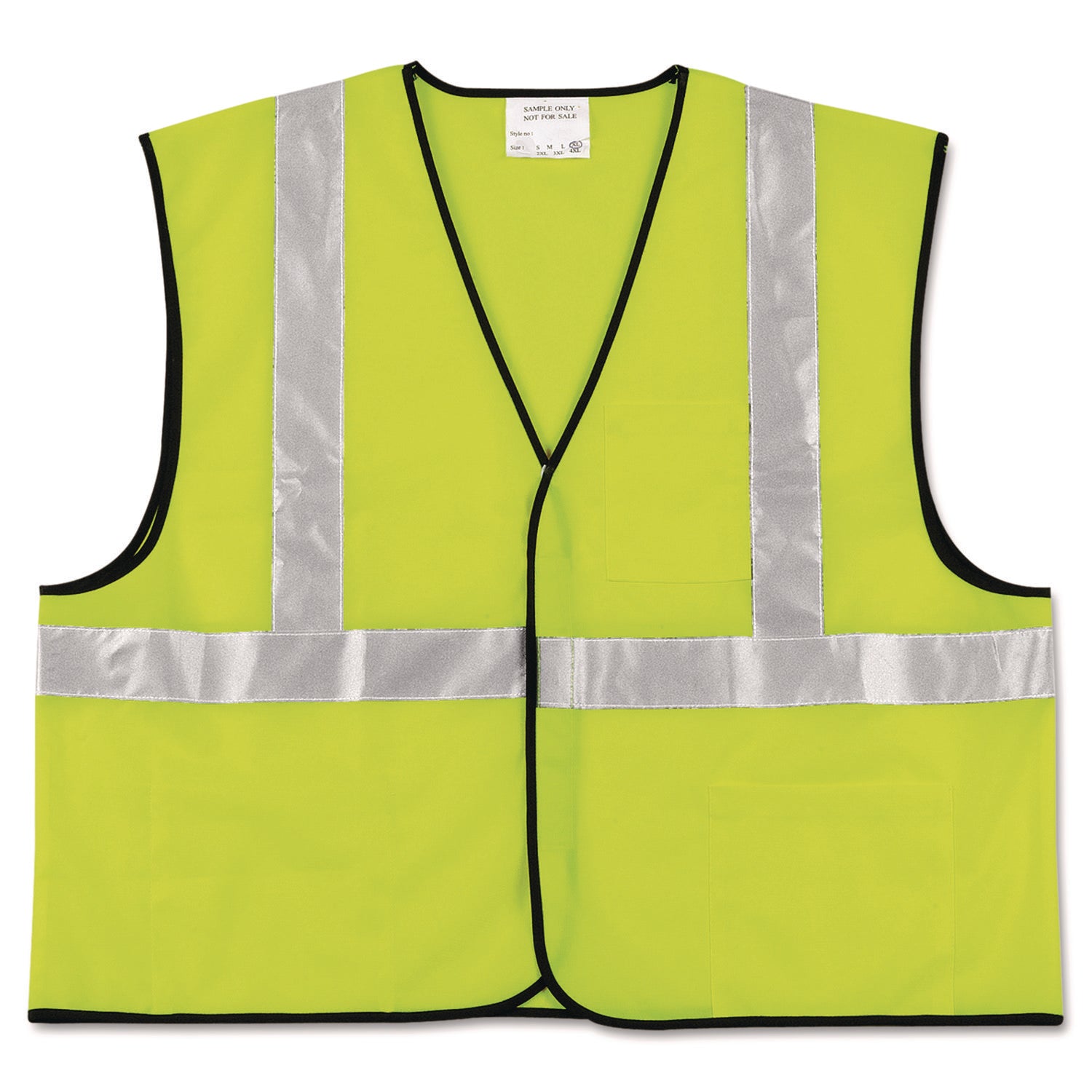 Class 2 Safety Vest, Polyester, X-Large, Fluorescent Lime with Silver Stripe