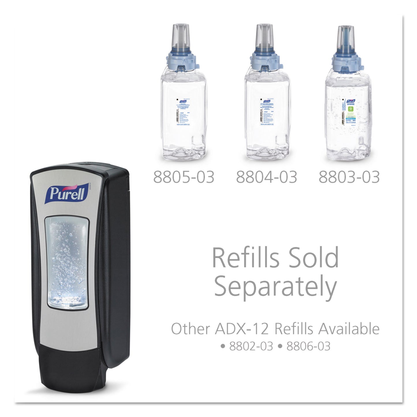 ADX-12 Dispenser, 1,200 mL, 4.5 x 4 x 11.25, Chrome/Black