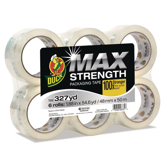 Max Packaging Tape, 3" Core, 1.88" X 54.6 Yds, Crystal Clear, 6/pack