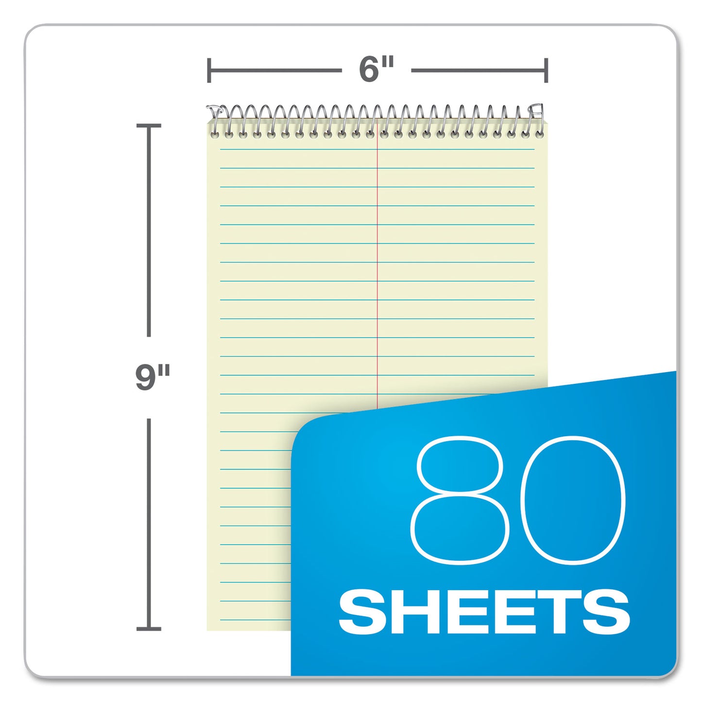 Steno Pads, Green Cover, Gregg Rule, (80) Green-Tint 6 x 9 Sheets, 6/Pack
