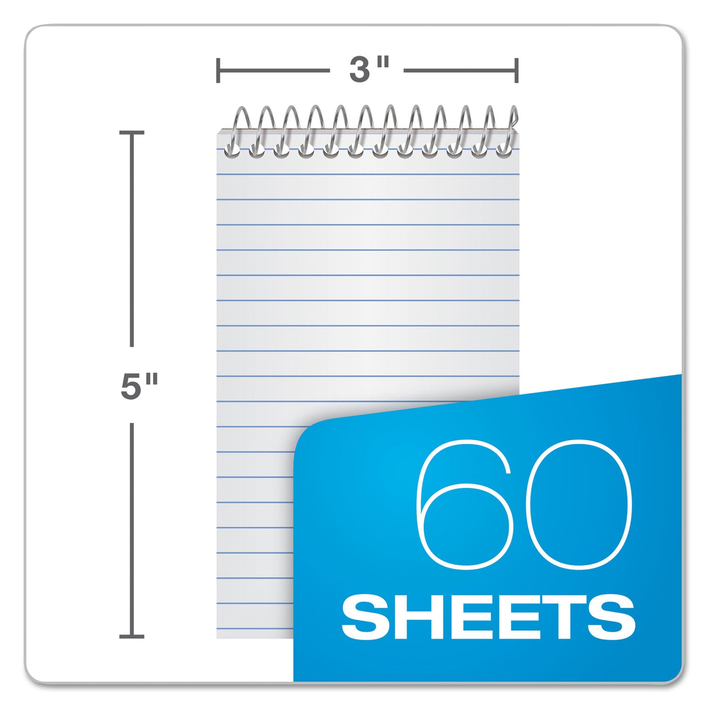Memo Pads, Assorted Cover Colors, Narrow Rule, (60) White 3 x 5 Sheets, 3/Pack