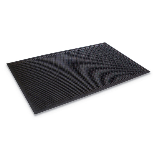 Crown-Tred Indoor/Outdoor Scraper Mat, Black Loop-Twist Ribbed Rubber Surface, 35.5" x 59.5"