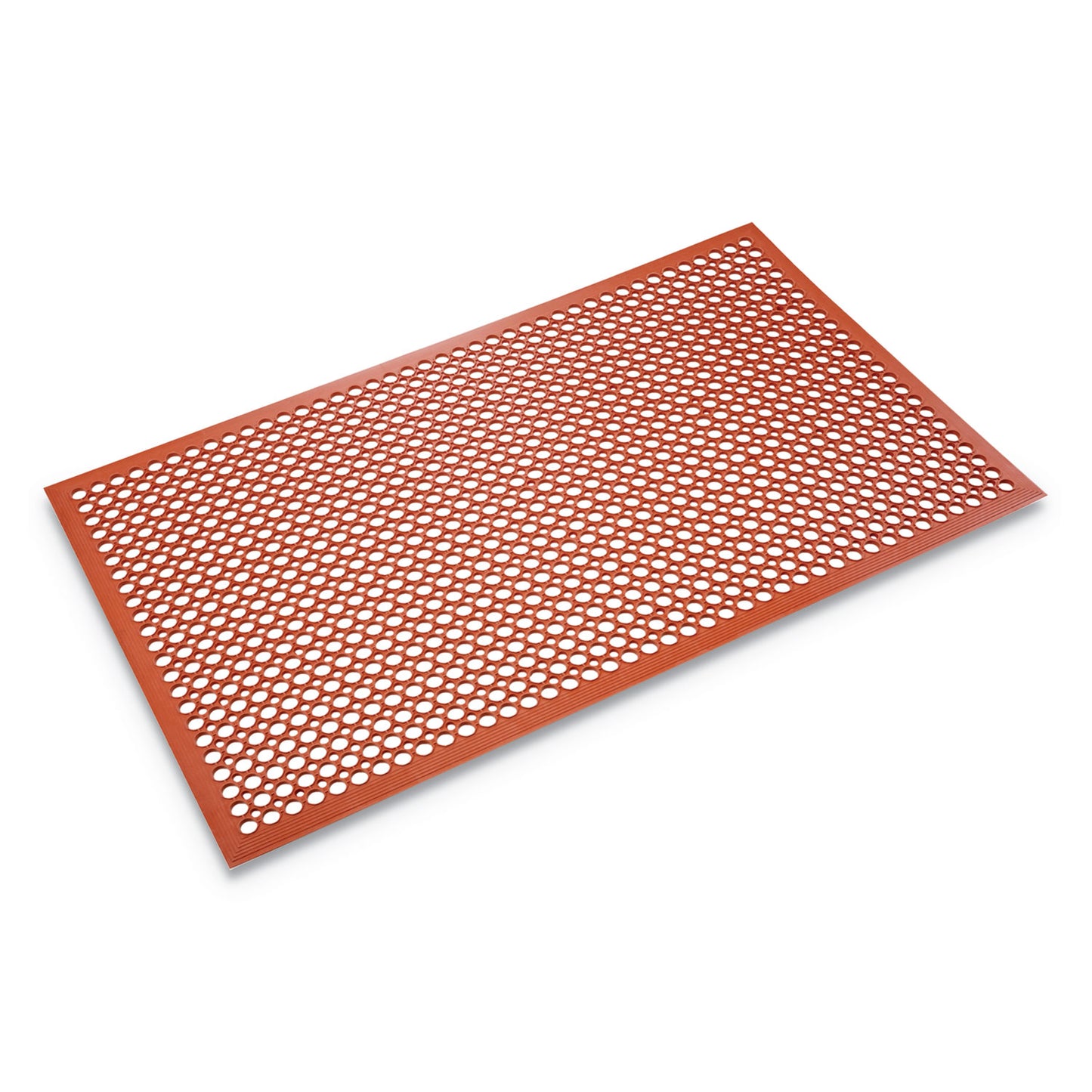 Grease-Resistant Safewalk-Light Wet/Oily Floor Anti-Fatigue Drainage Mat, 0.5" Thick, 36 x 60, Terra Cotta Perforated Surface