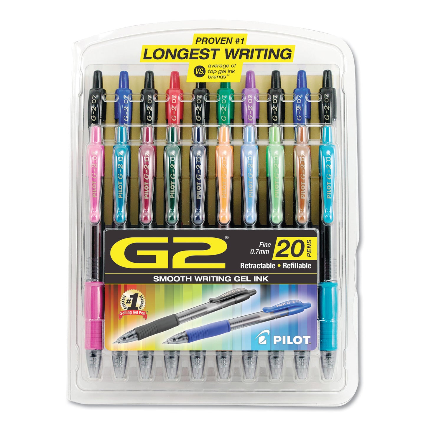 G2 Premium Gel Pen Convenience Pack, Retractable, Fine 0.7 mm, Assorted Ink and Barrel Colors, 20/Pack