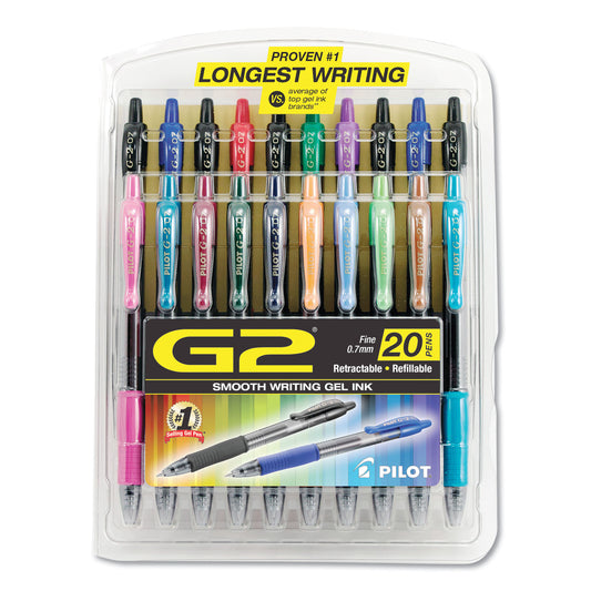 G2 Premium Gel Pen Convenience Pack, Retractable, Fine 0.7 mm, Assorted Ink and Barrel Colors, 20/Pack