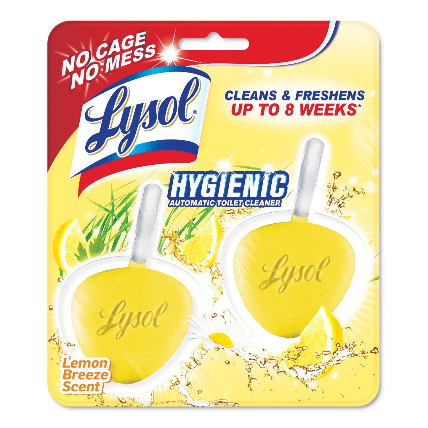 Hygienic Automatic Toilet Bowl Cleaner, Lemon Breeze Scent, 1.41 oz Block, 2/Pack