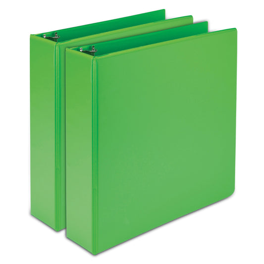 Earth's Choice Plant-Based Durable Fashion View Binder, 3 Rings, 2" Capacity, 11 x 8.5, Lime, 2/Pack