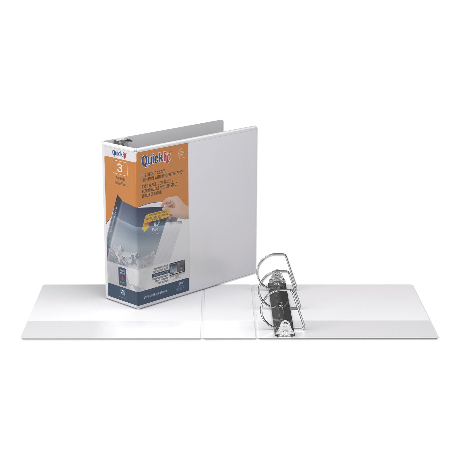 Quickfit D-Ring View Binder, 3 Rings, 3" Capacity, 11 X 8.5, White