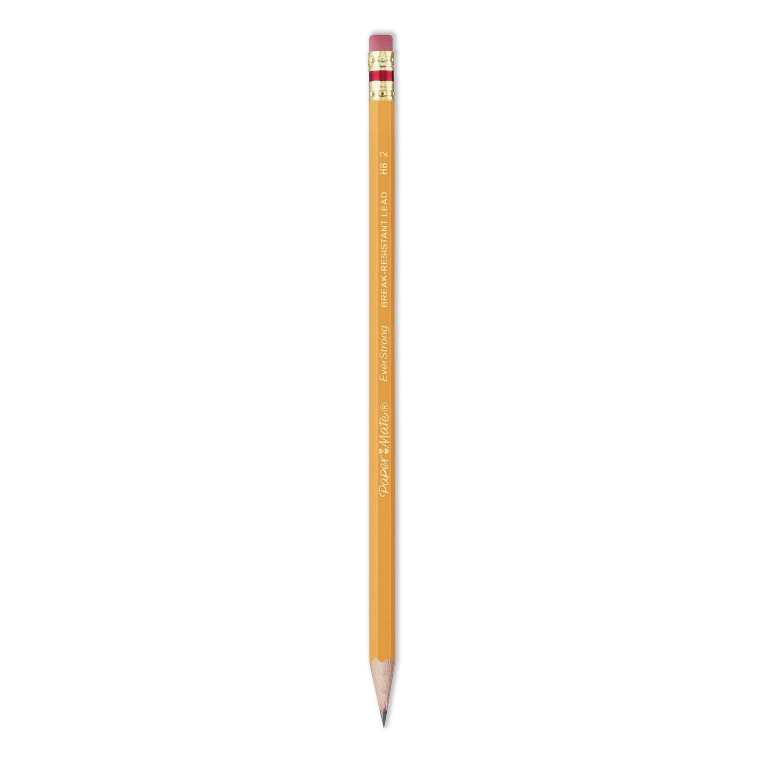 EverStrong #2 Pre-Sharpened Woodcase Pencils, HB (#2), Black Lead, Yellow Barrel, Dozen