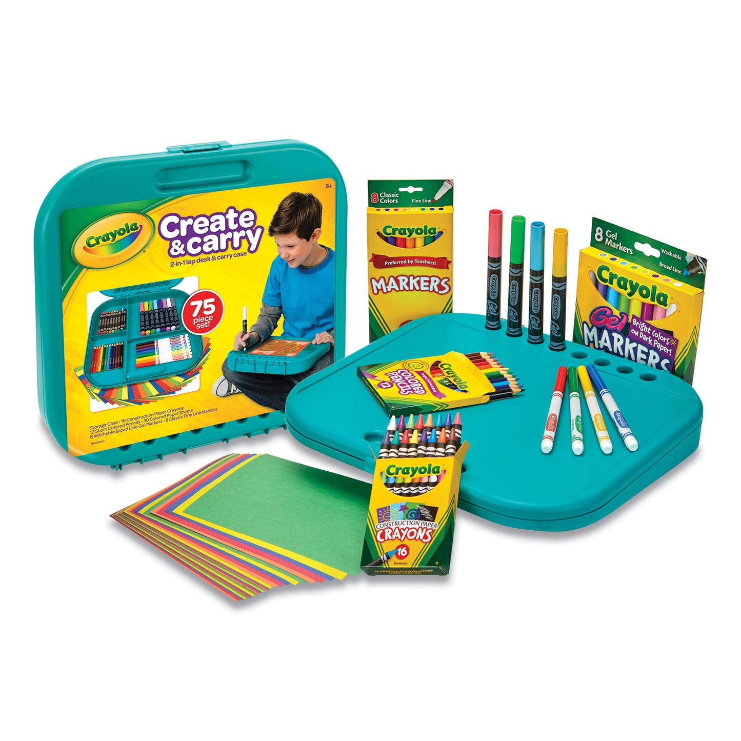 Create N' Carry Case, Combo Art Storage Case And Lap Desk, 75 Pieces