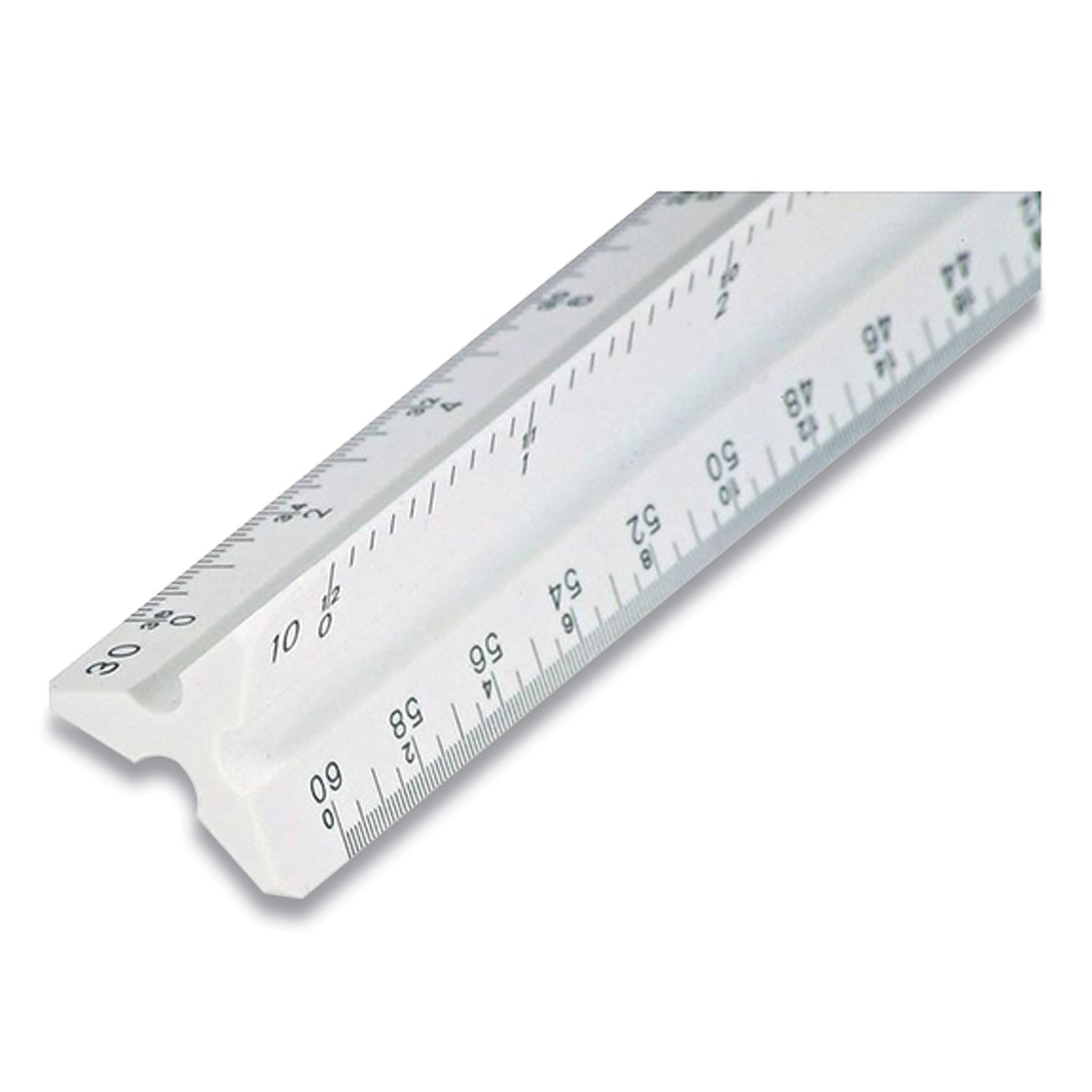 Triangular Scale Plastic Architects Ruler, 12" Long, Plastic, White