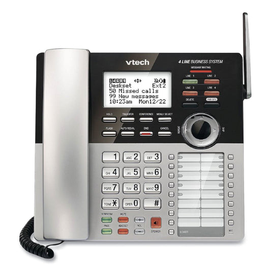 CM18245 Four-Line Business System Extension Deskset For Use with Vtech CM18445, Silver/Black