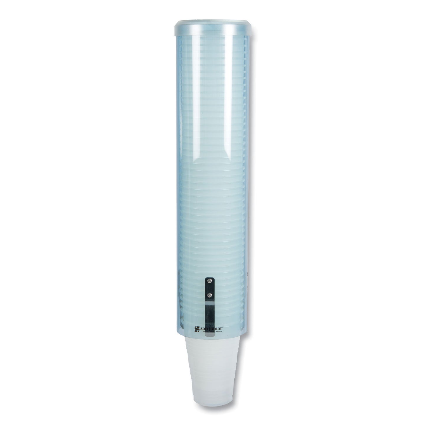 Large Pull-Type Water Cup Dispenser, For 12 Oz Cups, Translucent Blue