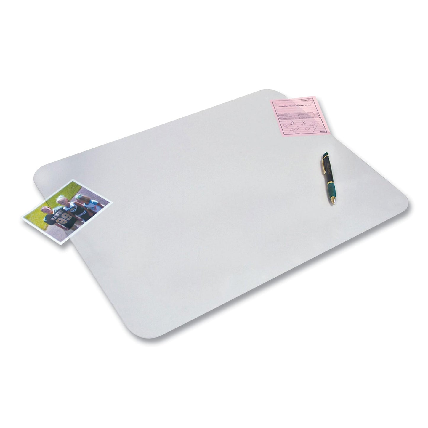 KrystalView Desk Pad with Antimicrobial Protection, 17" x 12", Frosted Finish, Clear