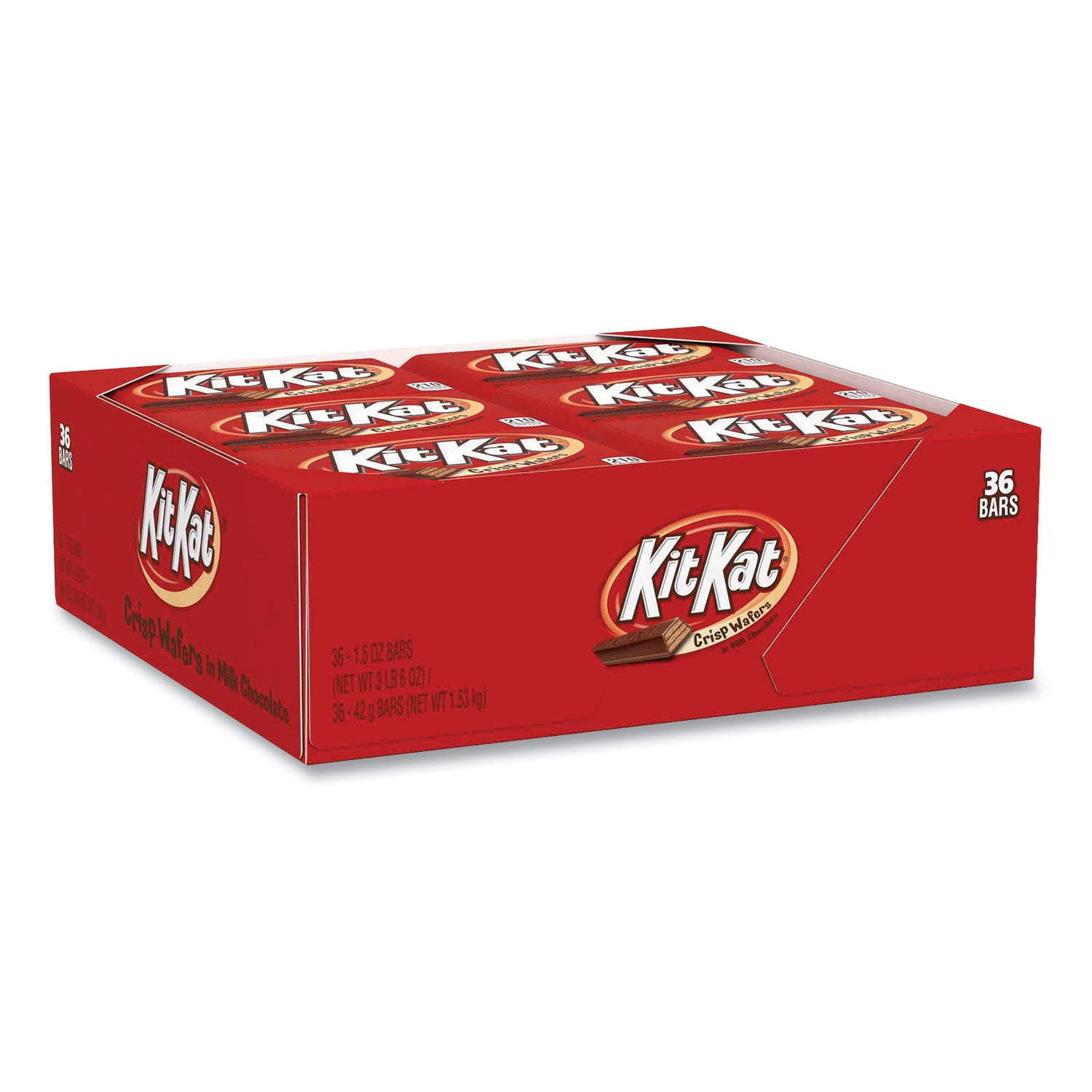 Wafer Bar with Milk Chocolate, 1.5 oz Bar, 36 Bars/Box