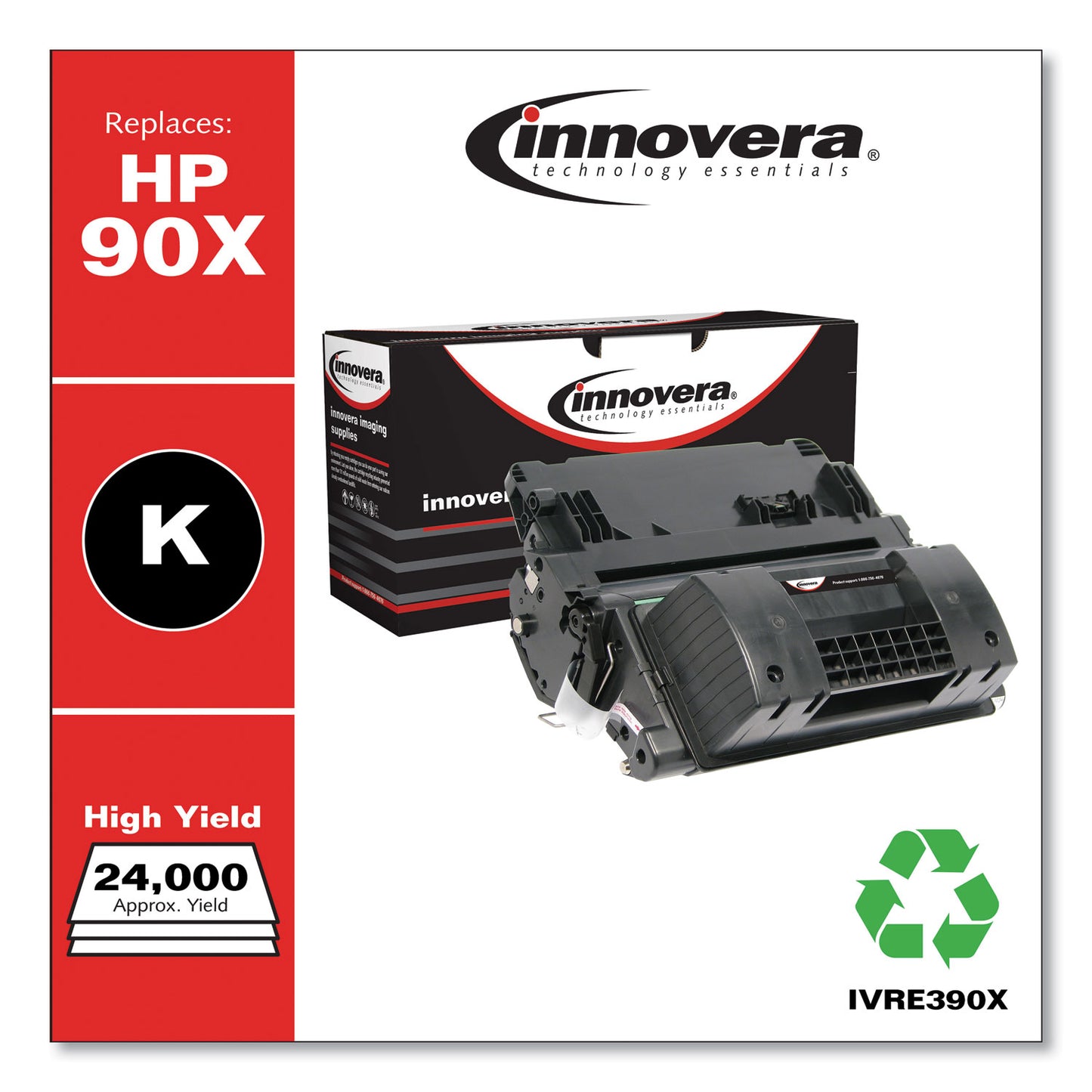 Remanufactured Black High-Yield Toner, Replacement for 90X (CE390X), 24,000 Page-Yield