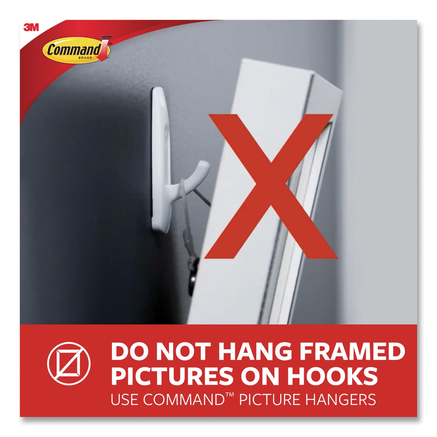 Large Wire Hooks, Metal Wire, White/Silver, Supports 5 lb, 3/Pack