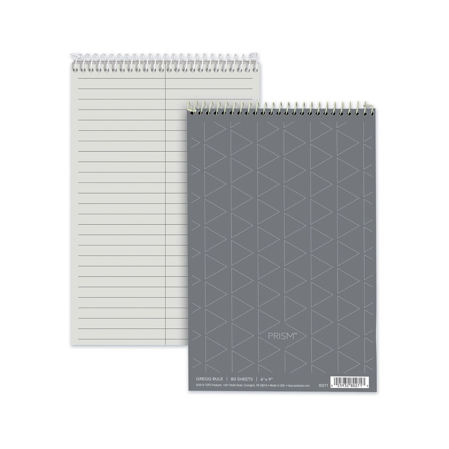Prism Steno Pads, Gray Cover, Gregg Rule, (80) Gray 6 x 9 Sheets, 4/Pack