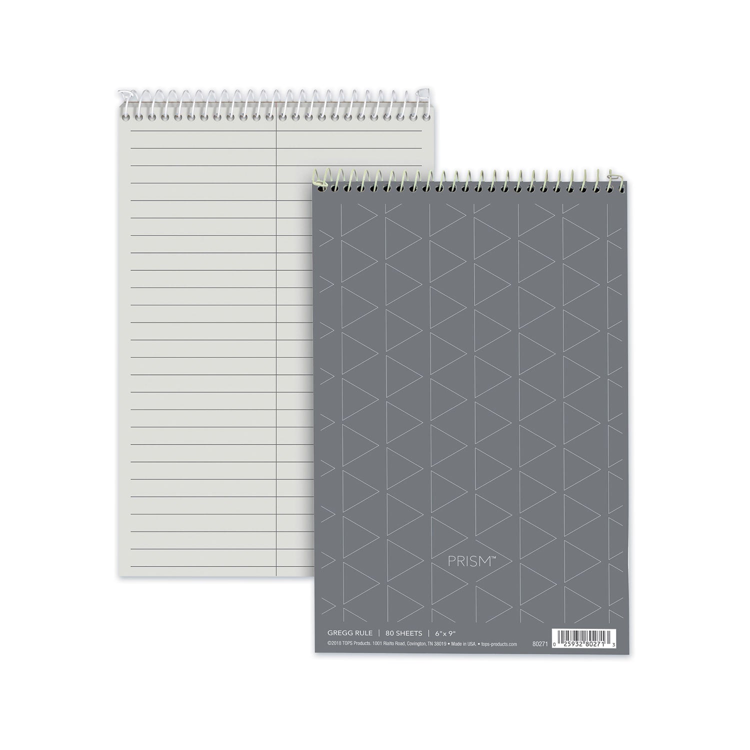 Prism Steno Pads, Gray Cover, Gregg Rule, (80) Gray 6 x 9 Sheets, 4/Pack
