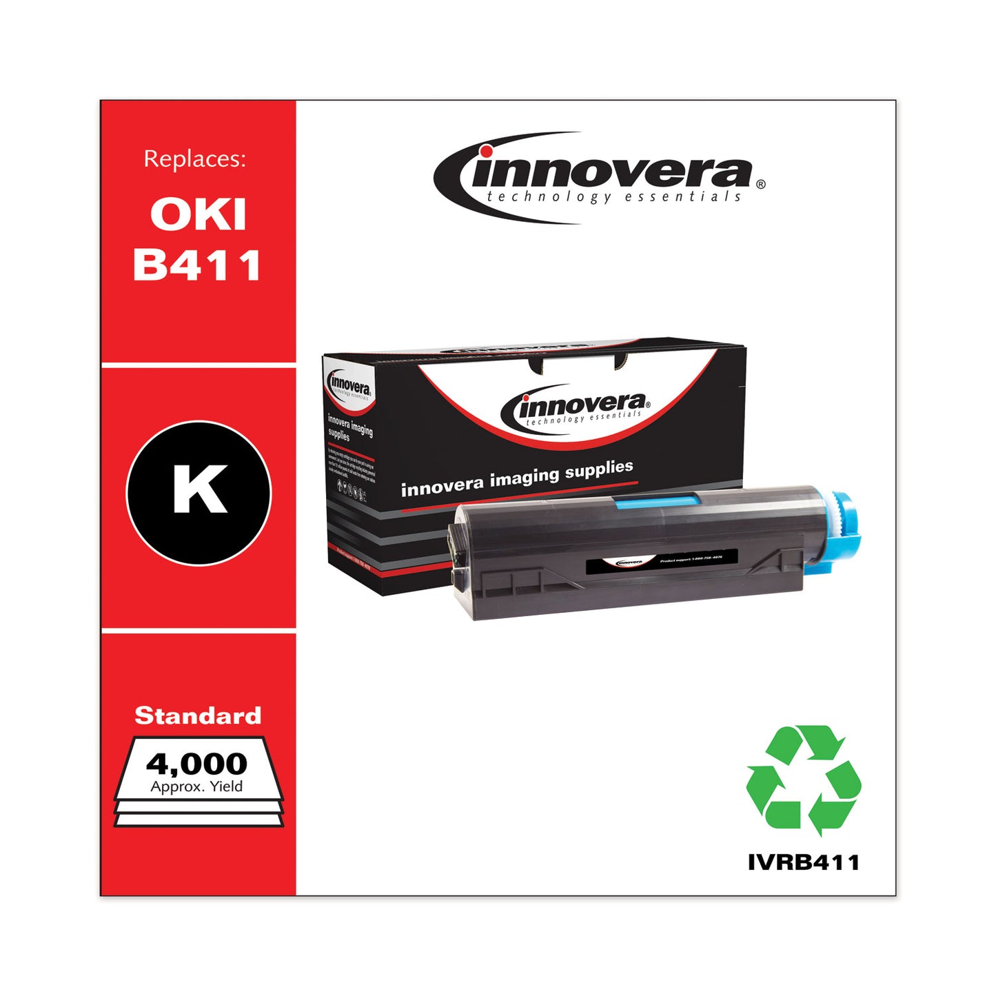 Remanufactured Black Toner, Replacement for 44574701, 4,000 Page Yield