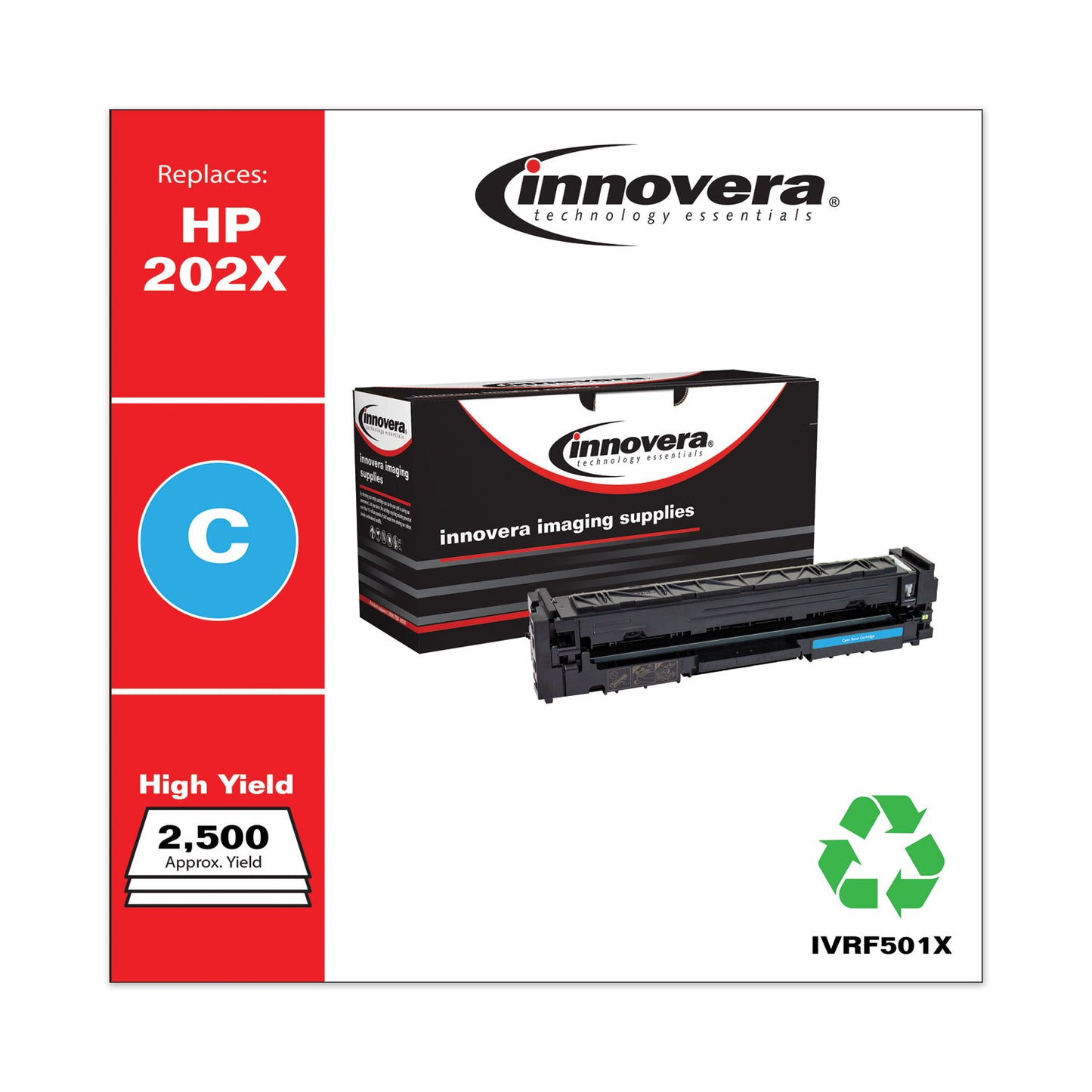 Remanufactured Cyan High-Yield Toner, Replacement for 202X (CF501X), 2,500 Page-Yield