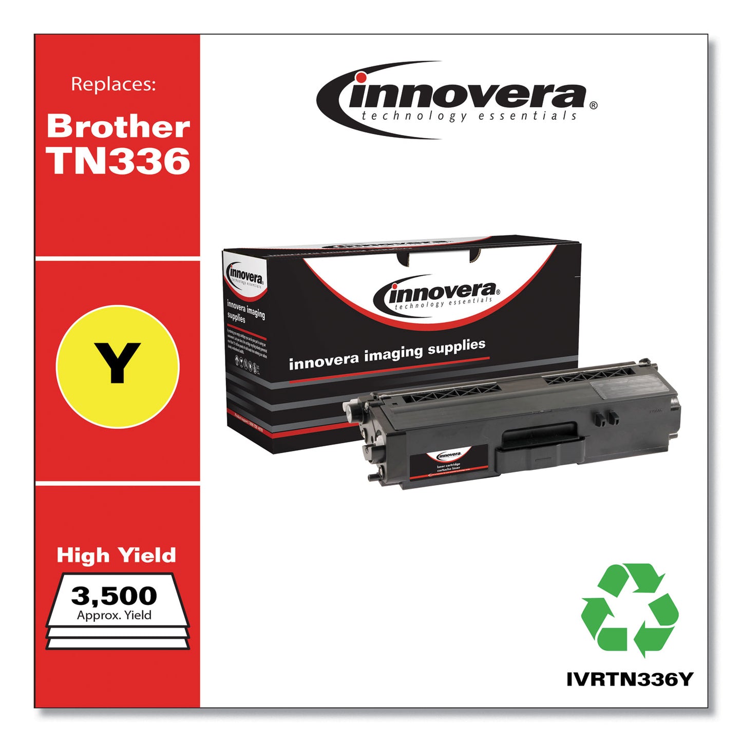 Remanufactured Yellow High-Yield Toner, Replacement for TN336Y, 3,500 Page-Yield