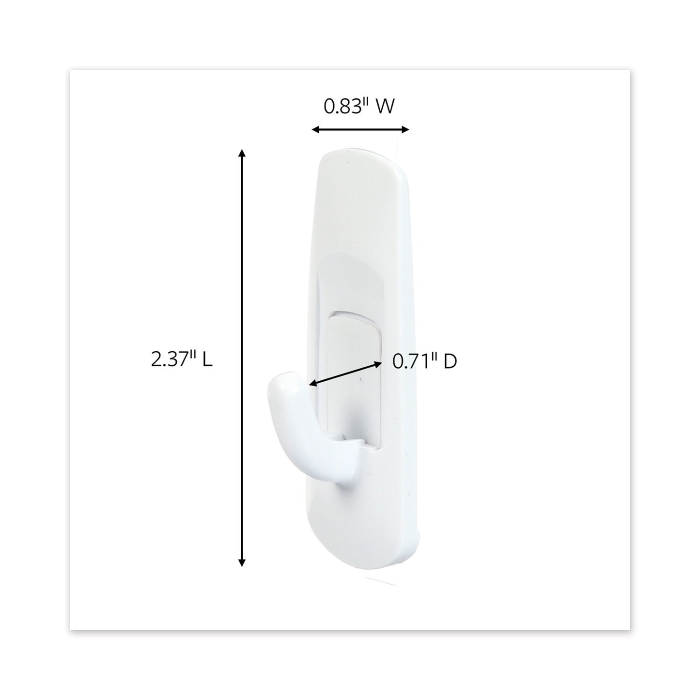 Small Utility Hooks, Plastic, White, Supports 1 lb, 6/Pack