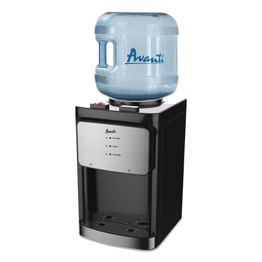 Counter Top Thermoelectric Hot and Cold Water Dispenser, 3 gal to 5 gal, 12 x 13 x 20, Black/Stainless Steel