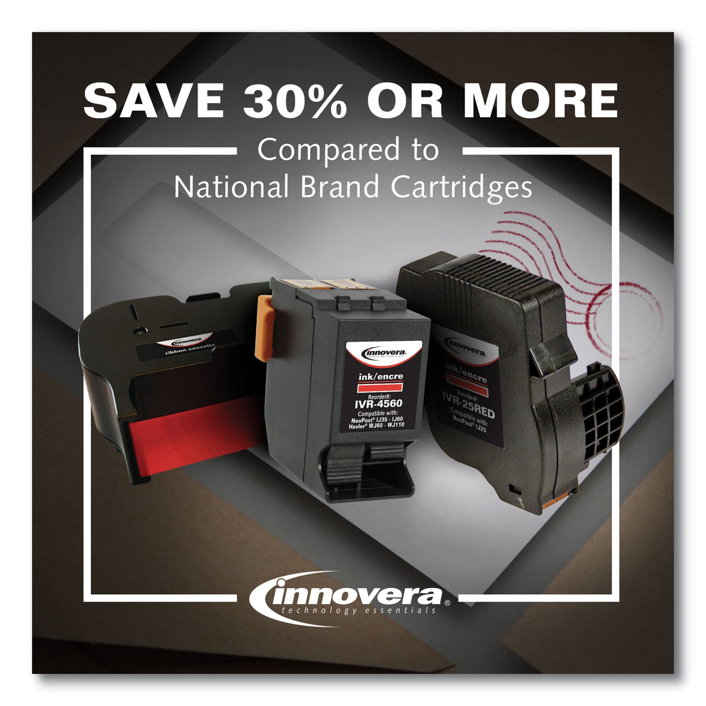 Remanufactured Red Postage Meter Ink, Replacement for ISINK34, 8,500 Page-Yield