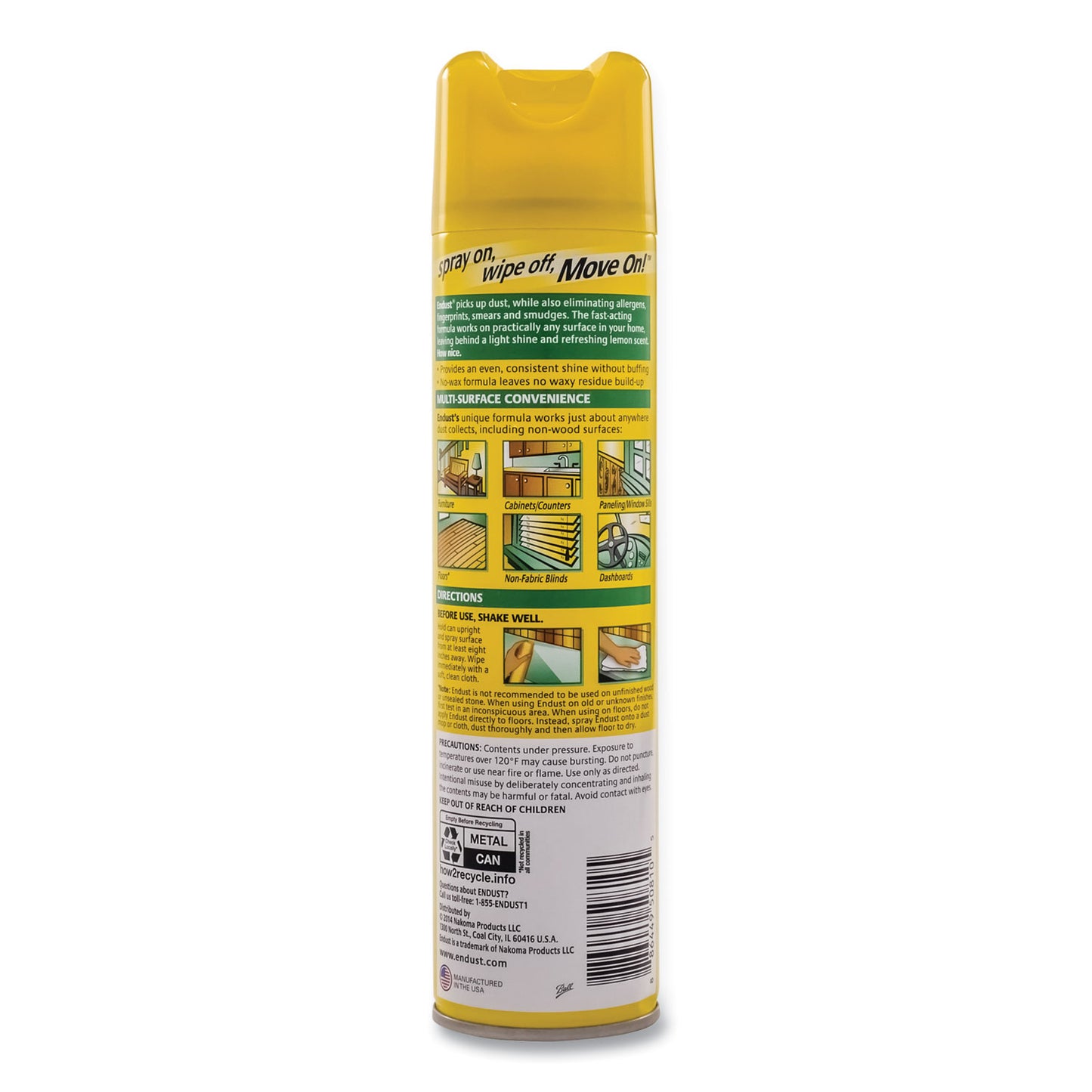 Endust Multi-Surface Dusting and Cleaning Spray, Lemon Zest Scent, 12.5 oz Aerosol Spray