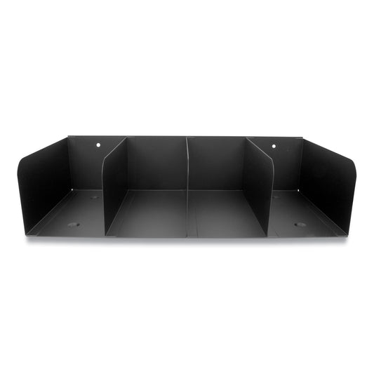 Cash Handling Organizer Bins, 4 Compartments, 16" x 8" x 4", Black