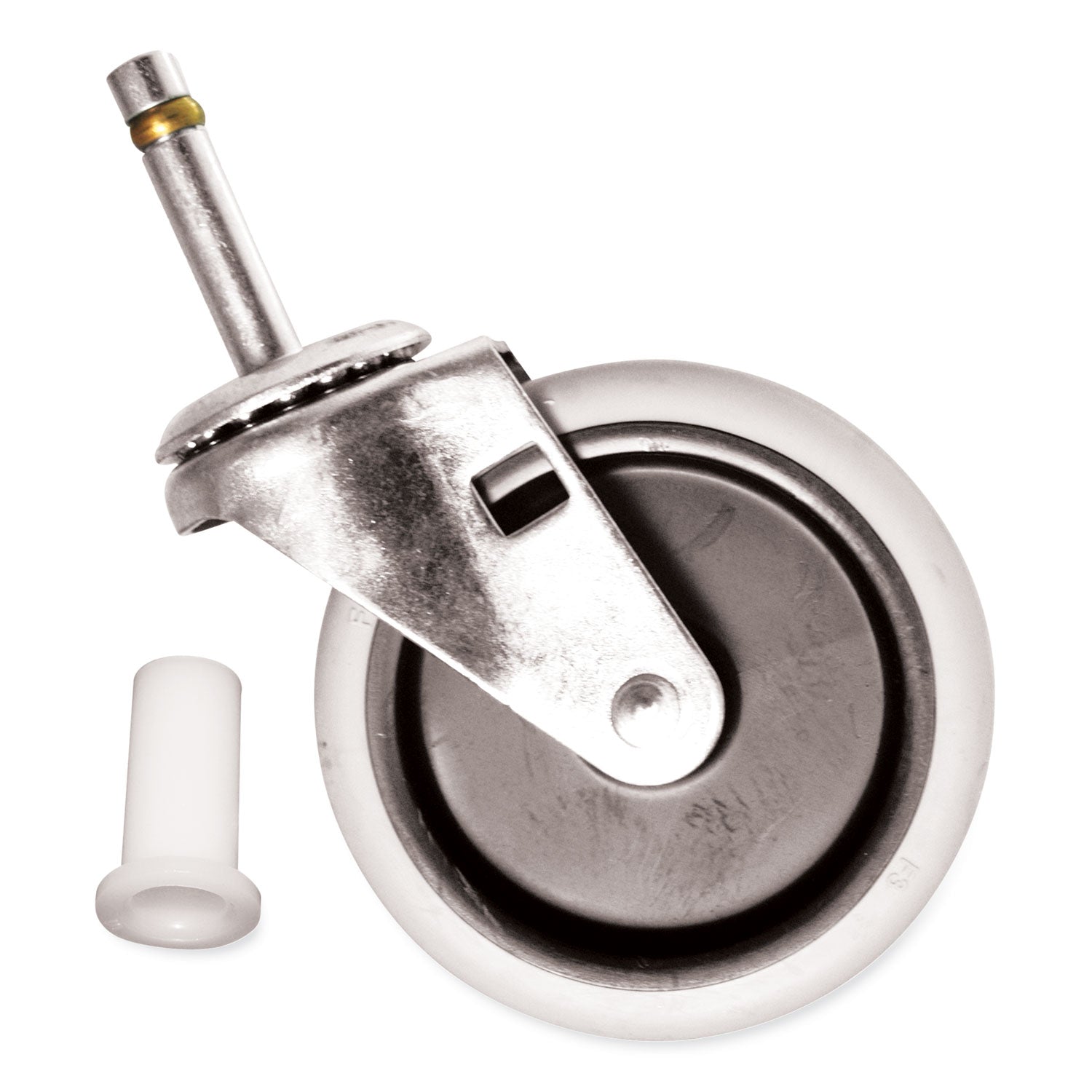 Replacement Bayonet-Stem Swivel Casters, Push and Lock Stem (0.44" x 2"), 4" Soft Rubber Wheel, Black/Gray/Silver