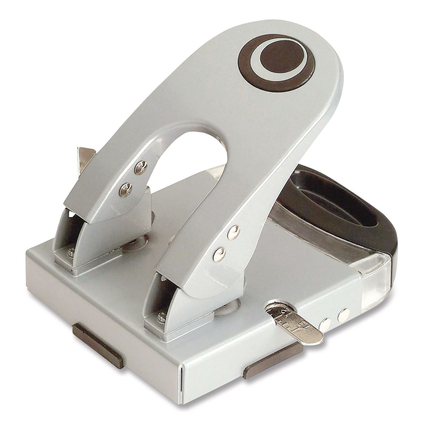 50-Sheet Deluxe Two-Hole Punch, 1/4" Holes, Gray/blue