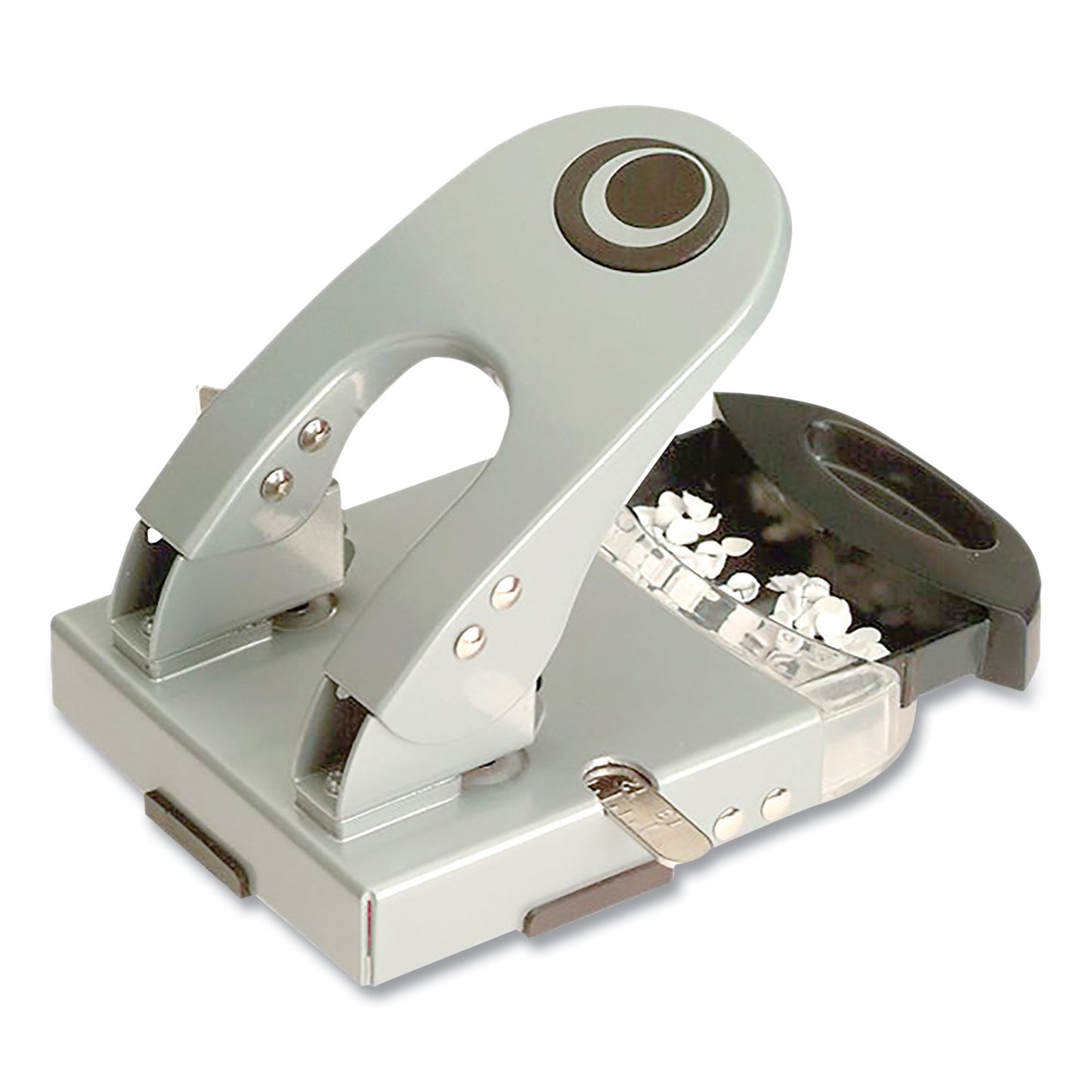 50-Sheet Deluxe Two-Hole Punch, 1/4" Holes, Gray/blue