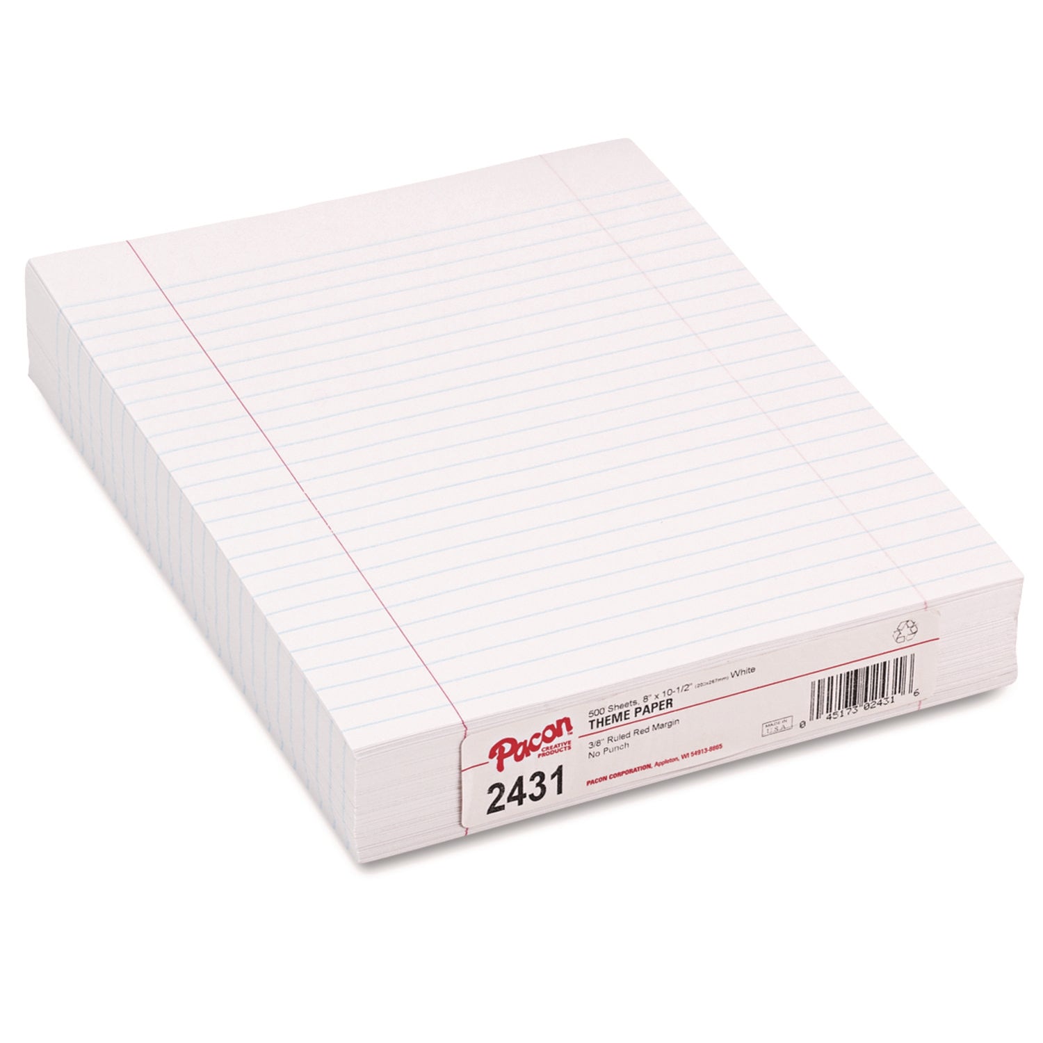 Composition Paper, 8" x 10.5", Wide/Legal Rule, 500 Sheets/Ream