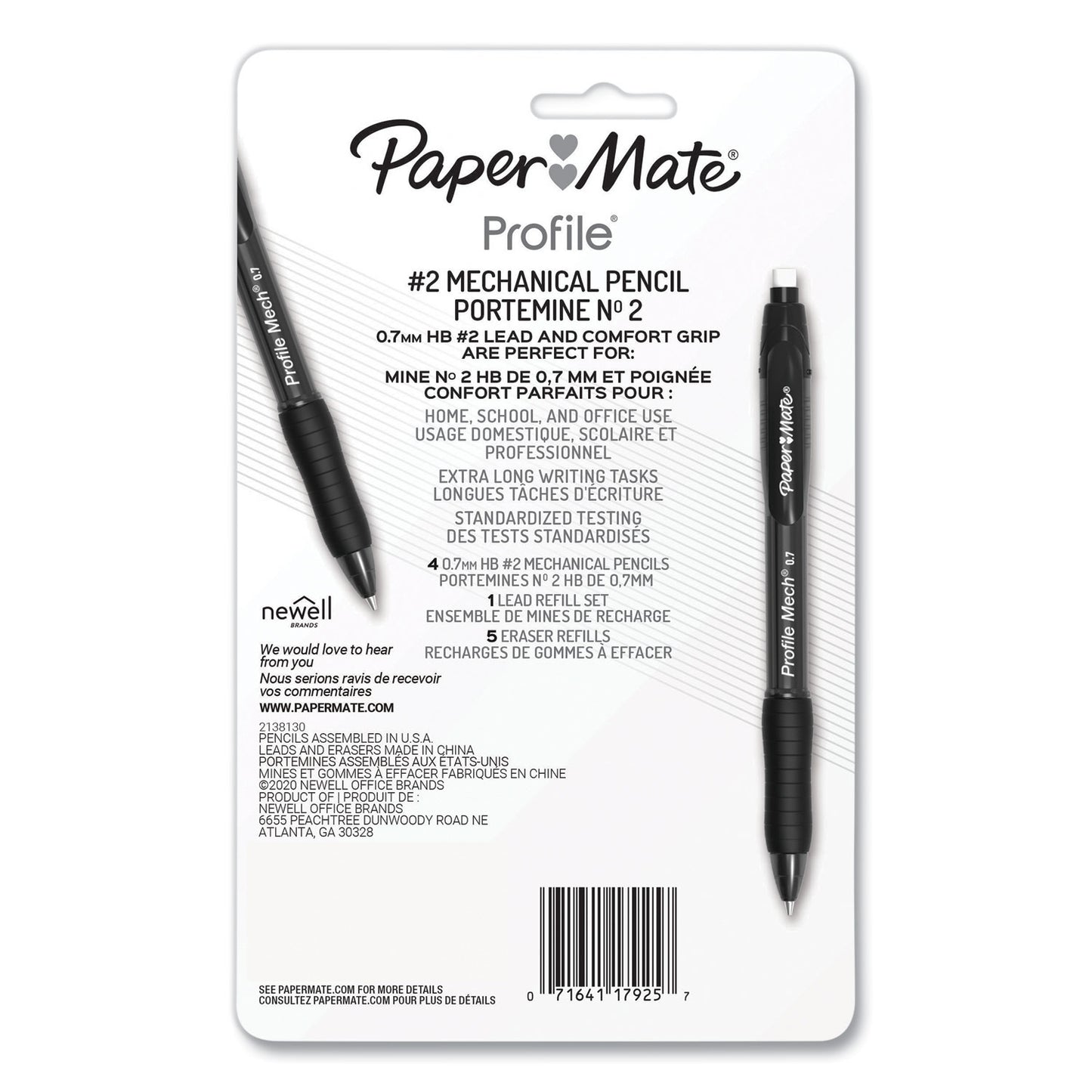 Profile Mechanical Pencils, 0.7 Mm, Hb (#2), Black Lead, Assorted Barrel Colors, 4/pack