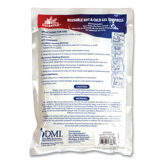 Reusable Hot/Cold Pack, 8.63 x 8.63, White