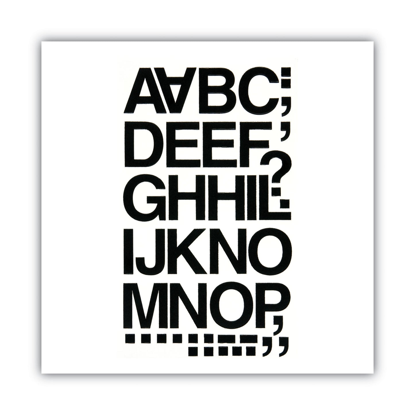 Press-On Vinyl Self-Adhesive Numbers and Uppercase Letters, 1.5" Tall, Black Characters, 37 Pieces